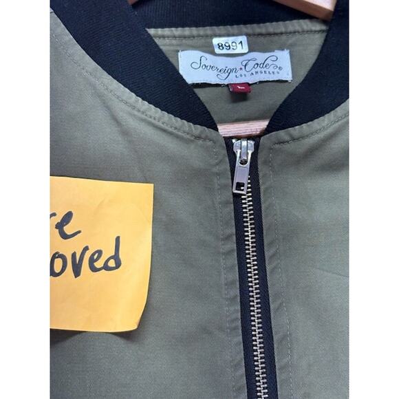 Sovereign Code Bomber Jacket Zip-Up Chest Flap Pocket Olive Green Mens Size L - Picture 2 of 14
